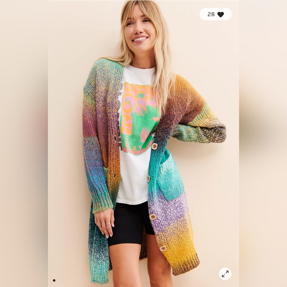 ‼️ISO Free People × Stellah Rainbow Cardigan‼️